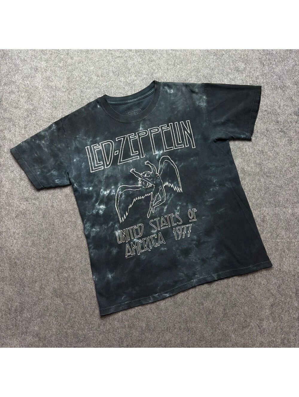 Led Zeppelin Shirt Mens L Black USA 1977 Retro Tour Tee Rockcore Band